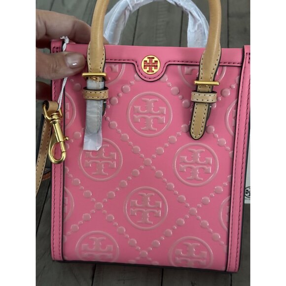 Brand New Tory Burch Mini T Monogram Contrast Embossed Tote - Picture 11 of 12